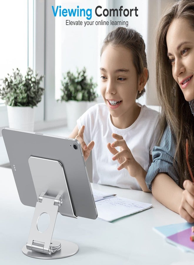 أوموتون حامل OMOTON الدوار للأجهزة اللوحية لأجهزة iPad بقاعدة دوارة 360 درجة، حامل قابل للطي والتعديل للرسم، متوافق مع iPad Pro/Air/Mini وغيرها، فضي - Image 5